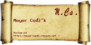 Meyer Csák névjegykártya